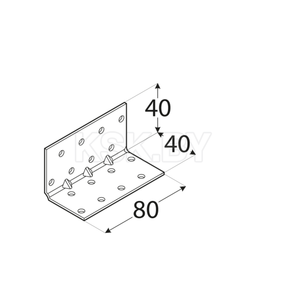 Уголок монтажный 40х40х80х1,5 mm RKMР3  (413307) 