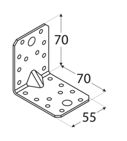Уголок усиленный 4 70x70x55 мм