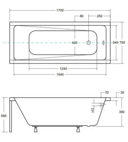 Ванна акриловая 1Marka MODERN 170x70 см