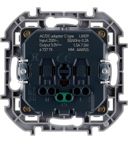 Розетка 1-я с зк. и встроенным зарядным устройством USB C 1.5А 5В антрацит INSPIRIA Legrand