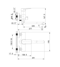 Смеситель для ванны с длинным изливом, Bridge, IDDIS, BRDSB02i10WA