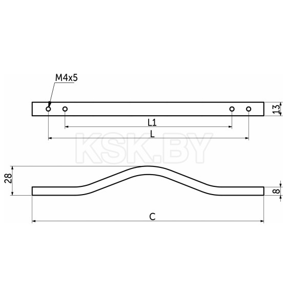 Ручка меб. MELISA-160/192-220, черный матовый, AKS (69895) 