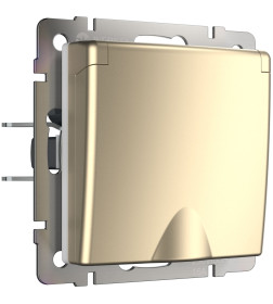 Розетка влагозащ. с зазем. с защит. крышкой и шторками шампань Werkel