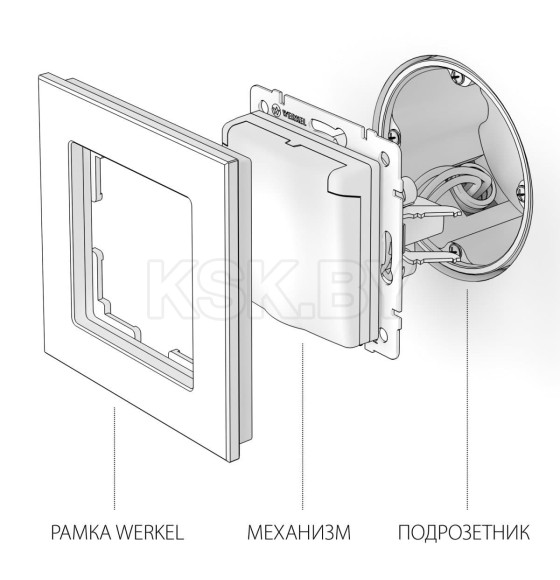 Розетка влагозащ. с з/к. защит. крышкой и шторками IP44 графит рифленый Werkel (a046611) 