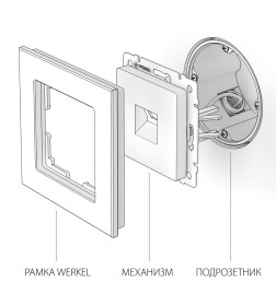 Розетка Ethernet RJ-45 перламутровый рифленый Werkel