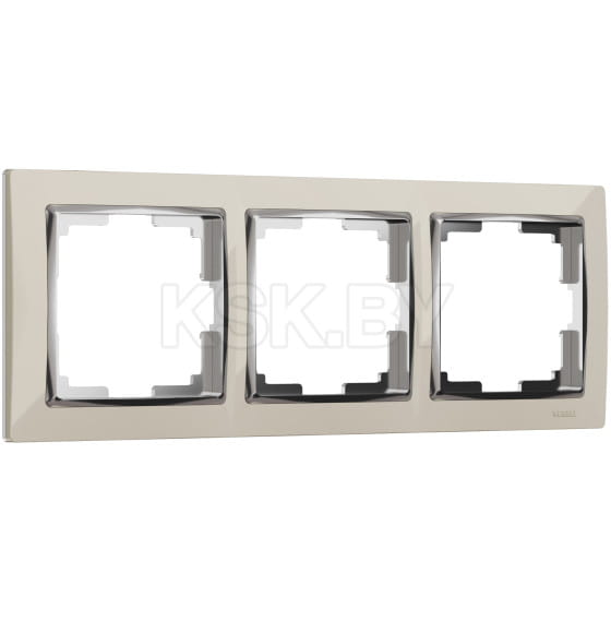 Рамка на 3 поста слоновая кость/хром Snabb Werkel (WL03-Frame-03-ivory) 