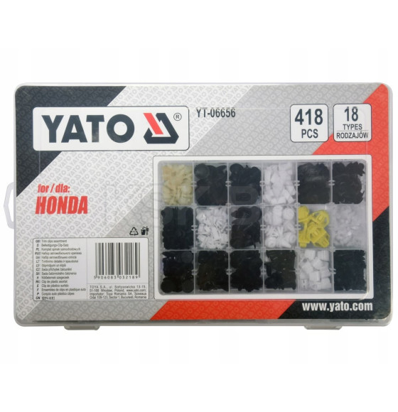 Набор автомобильного крепежа HONDA 418шт. YATO (YT-06656) 