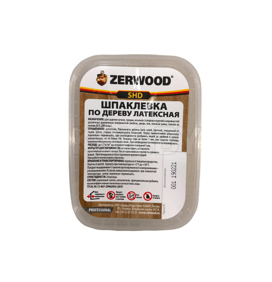 Шпаклевка по дереву латексная ZERWOOD SHD береза 0,6кг