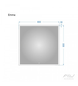 Зеркало с подсветкой Alavann Emma 80, 800х800х35 мм.