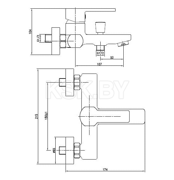 Смеситель для ванны Cersanit Smart, однорычажный, 63048  (63048) 