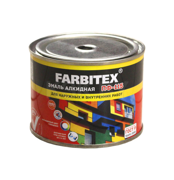 Эмаль алкидная ПФ-115 FARBITEX чёрная  0,4 кг (4300009075) 
