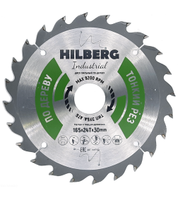 Диск пильный Hilberg Industrial Дерево Тонкий Рез 165*1,6*24Т*30 mm