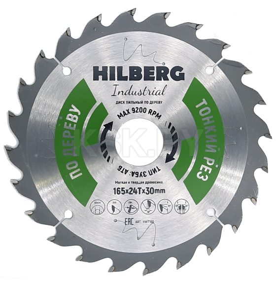 Диск пильный Hilberg Industrial Дерево Тонкий Рез 165*1,6*24Т*30 mm (HWT160) 