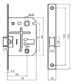 Защелка межкомнатная метал. 170 MBNB (графит)