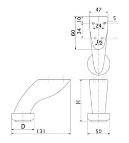 Опора мебельная D-712,  хром h=100 AKS