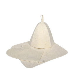 Набор для бани из 3-х предметов (шапка, коврик, рукавица), войлок, Hot Pot, 42013