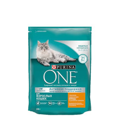 Корм сухой Purina One для взрослых кошек с кур. выс. качества и цельными злаками  200 г