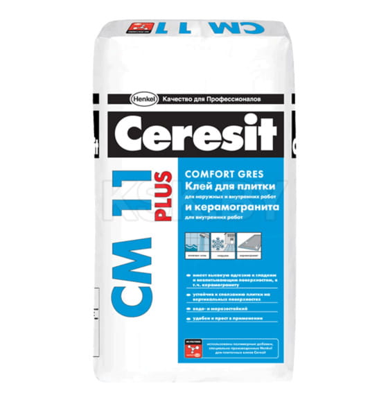 Клей для плитки Ceresit CM-11 Plus, "CERAMIC & GRES", 5 кг (2359776) 