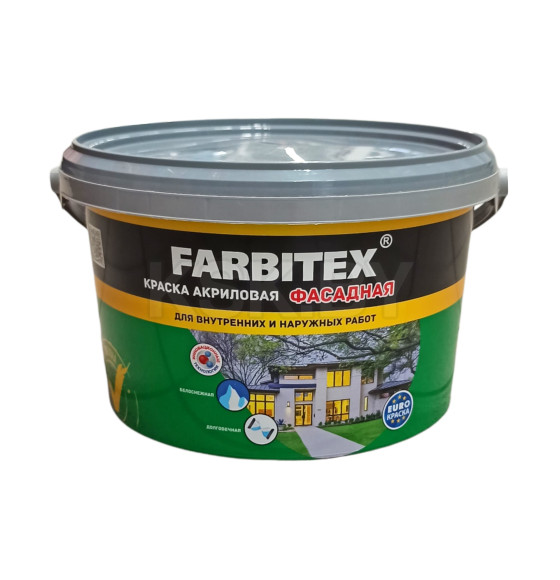 Краска водно-дисперсионная фасадная FARBITEX, 3кг (4300001554) 