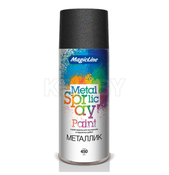 Краска аэрозольная металлик MagicLine чёрная RAL790M, 450мл