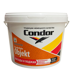 Краска водно-дисперсионная фасадная CONDOR Fassadenfarbe objekt белая, 10 л (15 кг)