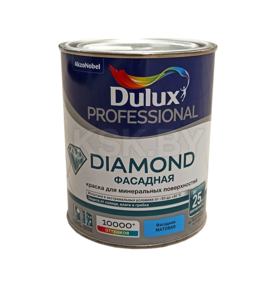 Краска в/д фасадная DULUX Prof. DIAMOND Фасадная Гладкая матовая белая ,  1,0 л (5255345) 