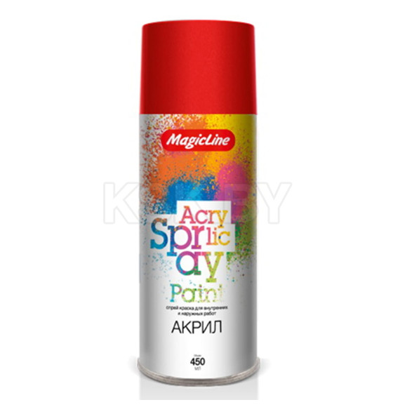 Краска аэрозольная акриловая MagicLine красная RAL3020, 450мл (160) 