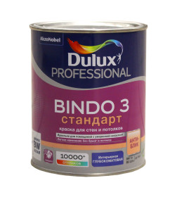 Краска водно-дисперсионная внутренняя DULUX Prof Bindo 3 глубокоматовая для стен и потолков белая,  1 л (  кг)