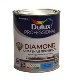 Краска в/д внутр. DULUX Prof Diamond Matt износостойкая белая,  1 л ( 1,4 кг)