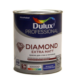 Краска водно-дисперсионная внутренняя. DULUX Prof Diamond Extra Matt 1л белая BW(1,4 кг)