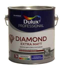 Краска в/д внутр. DULUX Prof Diamond Extra Matt  2,5л белая BW (3,5 кг)