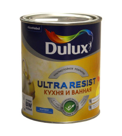 Краска водно-дисперсионная внутренняя DULUX Ultra Resist для кухни и ванной ослепительно белая мат,  1 л (1,4 кг)