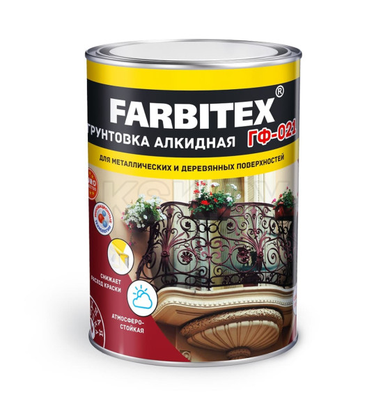 Грунт ГФ-021 FARBITEX серый,  1,8 кг (4300006016) 