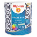 Эмаль Alpina по ржавчине 3 в 1 шелковисто-матовая База 1, 2,5 л (2,93 кг) (948103606) 