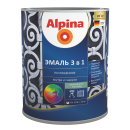 Эмаль Alpina по ржавчине 3 в 1 шелковисто-матовая База 1, 0,75 л (0,88 кг) (948103604) 