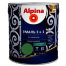 Эмаль Alpina по ржавчине 3 в 1 шелковисто-матовая RAL6002 (зел еный) 2,5 л (2,65 кг) (948103638) 