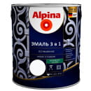 Эмаль Alpina по ржавчине 3 в 1 шелковисто-матовая RAL9003 (бел ый), 2,5 л (2,93 кг) (948103618) 