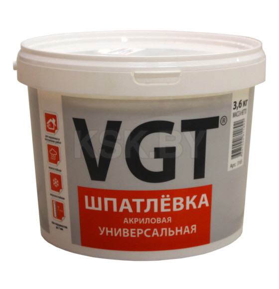 Шпатлёвка универсальная для нар/внутр работ VGT,  3,6 кг