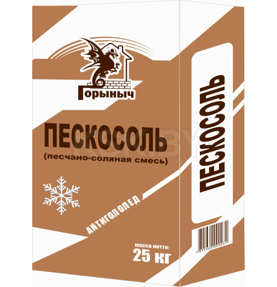 Пескосоль (песчано-соляная смесь) антигололёд ГОРЫНЫЧ 25кг