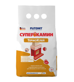 Термостойкий клей для облицовки печей и каминов ТермоКлей Плитонит СуперКамин 5 кг