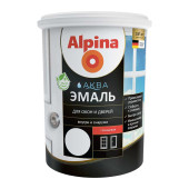 Эмаль Для окон и дверей Alpina акриловая, белая, глянцевая  0,9 л (1,1 кг)