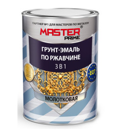 Грунт-эмаль по ржавчине Farbitex MASTER PRIME молотковая, серый, глянец  0,9 л