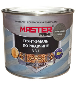 Грунт-эмаль по ржавчине Farbitex MASTER PRIME молотковая, серый, глянец  0,4 л