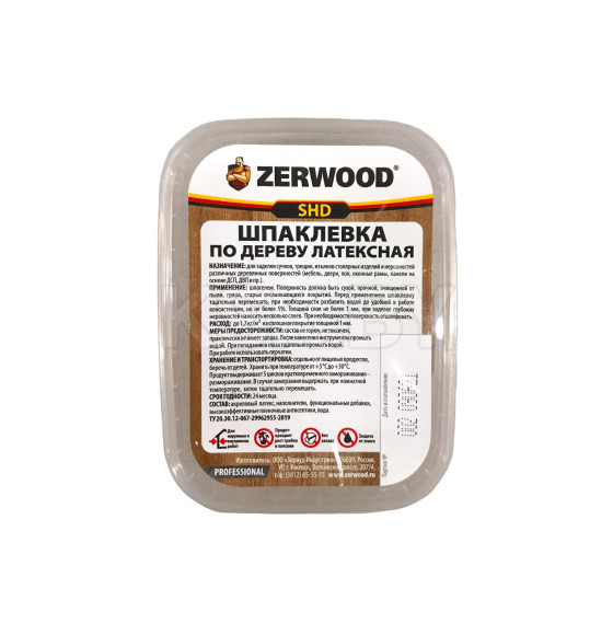 Шпаклевка по дереву латексная ZERWOOD SHD береза 0,6кг