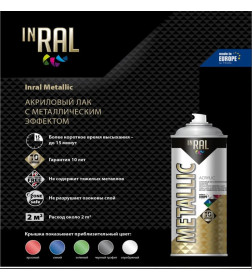 Лак на акриловой основе зеленый INRAL METALLIC SPRAY 400мл,