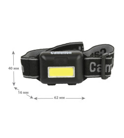 Фонарь налобный светодиодный LED5355, 3xLR03 IPX4 Camelion