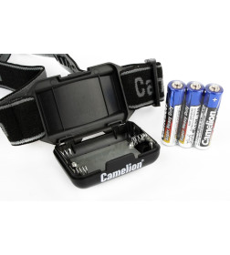 Фонарь налобный светодиодный LED5355, 3xLR03 IPX4 Camelion