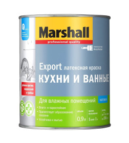 Краска водно-дисперсионная внутренняя MARSHALL Export Кухни и ванные матовая белая, 0,9л