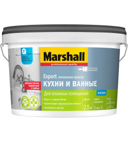 Краска водно-дисперсионная внутренняя MARSHALL Export Кухни и ванные матовая белая, 2,5л