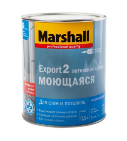 Краска водно-дисперсионная внутренняя MARSHALL Export-2 латексная 0,9 л глубокомат.белая 